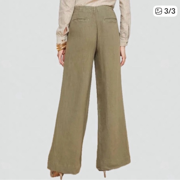 L'AGENCE Khaki Wide-Leg Trousers - Picture 2 of 5